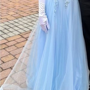 Beautiful baby blue Cotillion dress. Dress is even prettier in person.